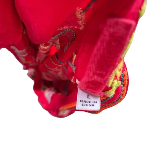 Johnny Was - Red Embroidered Long Sleeve Tunic - Size Large - Picture 11 of 12